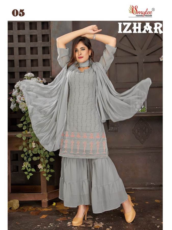 Smylee Izhaar Latest Designer Party Wear Heavy Chiffon Ready Made Collection